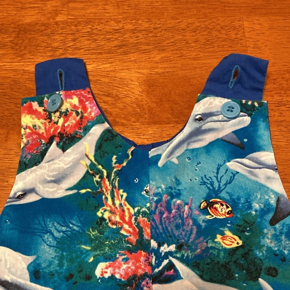 Baby Boys 12 Month Maui Boy Dolphin Under the Sea Reef Overalls 100% Cotton Blue - Picture 8 of 8